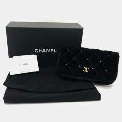 Chanel Black Velour Matelasse Rhinestone Chain Shoulder Bag