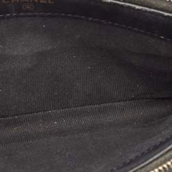 Pre Owned Chanel Black Quilted Caviar Leather Double Zip Clutch Bag