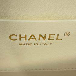 Chanel White Tweed Leather Chain Shoulder