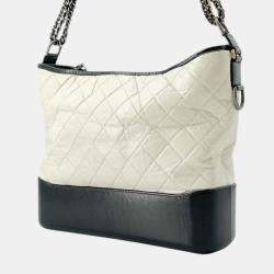 Chanel White/Black Leather Gabriel Chain Shoulder Hobo Size Large bag