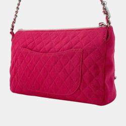 Chanel Red Cotton Matelasse Chain Shoulder Bag