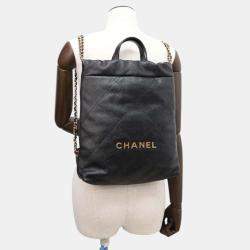 Chanel Black Caviar Leather Chanel22 Backpack