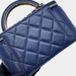Pre Owned Chanel Navy Lambskin Vanity Chain Shoulder Bag