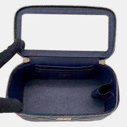 Pre Owned Chanel Navy Lambskin Vanity Chain Shoulder Bag
