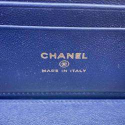 Pre Owned Chanel Navy Lambskin Vanity Chain Shoulder Bag