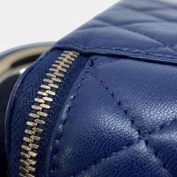 Pre Owned Chanel Navy Lambskin Vanity Chain Shoulder Bag