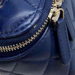 Pre Owned Chanel Navy Lambskin Vanity Chain Shoulder Bag