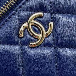 Pre Owned Chanel Navy Lambskin Vanity Chain Shoulder Bag