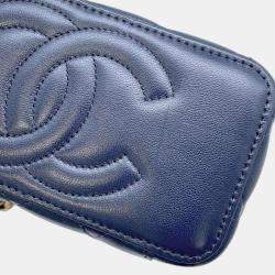 Pre Owned Chanel Navy Lambskin Vanity Chain Shoulder Bag