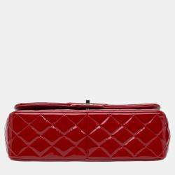 مملوكة مسبقًا Chanel Red Jumbo Classic Patent Double Flap