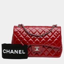 مملوكة مسبقًا Chanel Red Jumbo Classic Patent Double Flap