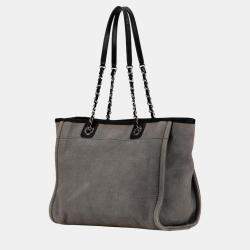  Chanel Black/Grey Small Canvas Deauville Tote