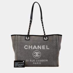  Chanel Black/Grey Small Canvas Deauville Tote