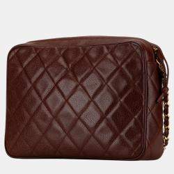 Chanel Burgundy Quilted Caviar Camera Bag