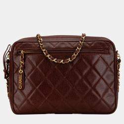 Chanel Burgundy Quilted Caviar Camera Bag