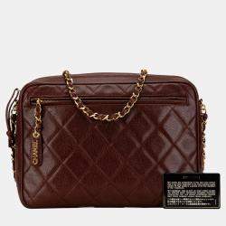 Chanel Burgundy Quilted Caviar Camera Bag