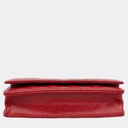 Chanel Red Classic Caviar Wallet on Chain