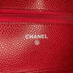 Chanel Red Classic Caviar Wallet on Chain