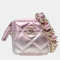 Chanel Pink/Silver Mini Metallic Lambskin Coco Punk Cube Bag