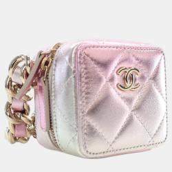 Chanel Pink/Silver Mini Metallic Lambskin Coco Punk Cube Bag