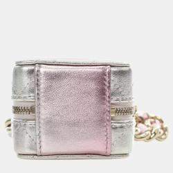 Chanel Pink/Silver Mini Metallic Lambskin Coco Punk Cube Bag