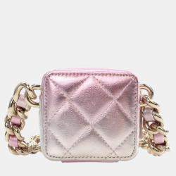 Chanel Pink/Silver Mini Metallic Lambskin Coco Punk Cube Bag