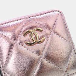 Chanel Pink/Silver Mini Metallic Lambskin Coco Punk Cube Bag