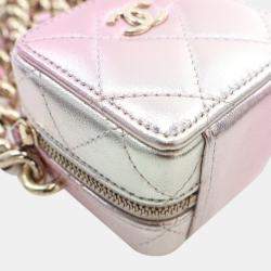 Chanel Pink/Silver Mini Metallic Lambskin Coco Punk Cube Bag