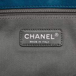 Chanel Blue Iridescent Calfskin East West Glint Flap