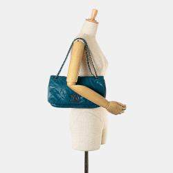 Chanel Blue Iridescent Calfskin East West Glint Flap