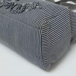 Chanel Chambray Blue/White Canvas CC Striped Shopper Tote