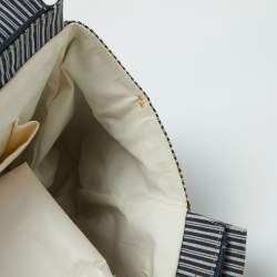 Chanel Chambray Blue/White Canvas CC Striped Shopper Tote