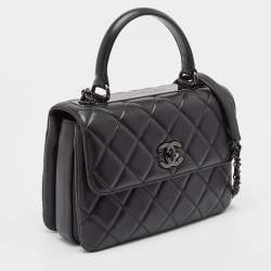 Pre Owned Chanel Black Quilted Leather Small Trendy CC Top Handle Bag