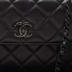 Pre Owned Chanel Black Quilted Leather Small Trendy CC Top Handle Bag