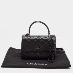 Pre Owned Chanel Black Quilted Leather Small Trendy CC Top Handle Bag