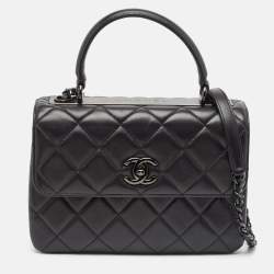Pre Owned Chanel Black Quilted Leather Small Trendy CC Top Handle Bag
