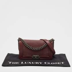 Chanel Burgundy Horizontal Quilted Leather Medium Boy Flap Bag