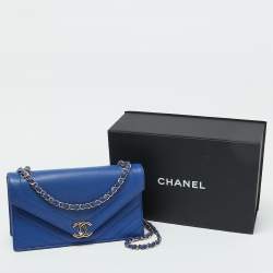 Chanel Blue Leather Chevron Medium Coco Envelope Flap Bag