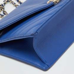 Chanel Blue Leather Chevron Medium Coco Envelope Flap Bag