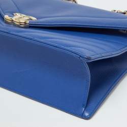 Chanel Blue Leather Chevron Medium Coco Envelope Flap Bag