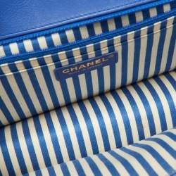 Chanel Blue Leather Chevron Medium Coco Envelope Flap Bag