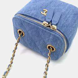 Pre Owned Chanel Denim Vanity Golden Ball Crossbody Bag