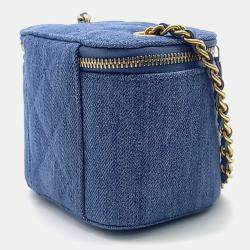 Pre Owned Chanel Denim Vanity Golden Ball Crossbody Bag