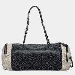 Pre Owned Chanel Camelia Print Coated Canvas Bowling Bag