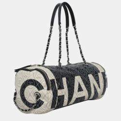 Pre Owned Chanel Camelia Print Coated Canvas Bowling Bag