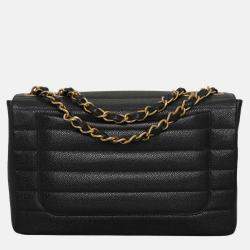 Pre Owned Chanel Vintage Caviar Jumbo Flap Bag