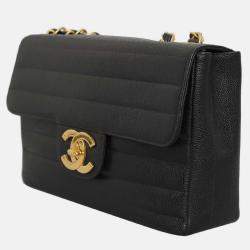 Pre Owned Chanel Vintage Caviar Jumbo Flap Bag