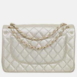 Chanel Metallic Perforated Jumbo Classic Double Flap Bag