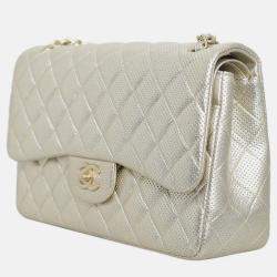 Chanel Metallic Perforated Jumbo Classic Double Flap Bag