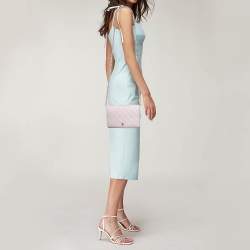 Chanel Light Pink Quilted Caviar Leather CC Wallet On Chain